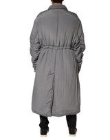 Dolce & Gabbana Gray Acetate Padded Collared Coat Jacket