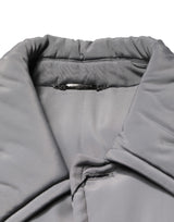 Dolce & Gabbana Gray Acetate Padded Collared Coat Jacket