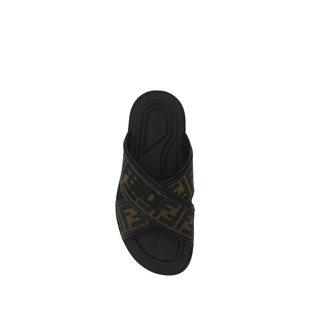 Fendi Black Rubber Slippers