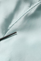 Dolce & Gabbana Teal Satin Collared Long Trench Coat Jacket