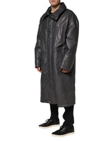 Dolce & Gabbana Black Leather Collared Trench Coat Jacket