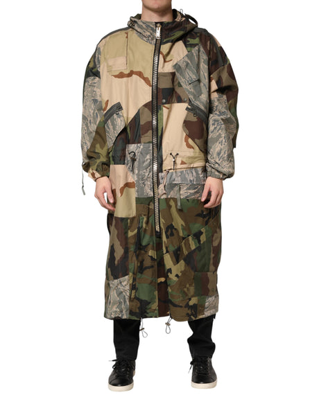 Dolce & Gabbana Multicolor Camouflage Hooded RainCoat Jacket