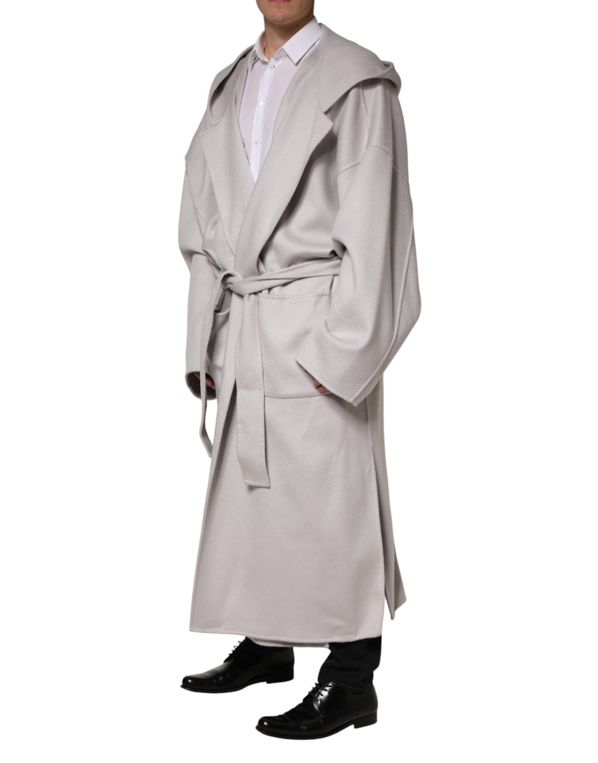 Dolce & Gabbana Off White Belted Long Trench Coat Men Jacket