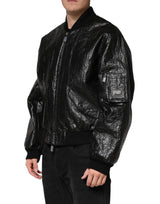 Dolce & Gabbana Black Cellulose Leather FullZip Biker Jacket