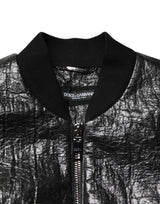 Dolce & Gabbana Black Cellulose Leather FullZip Biker Jacket