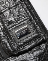 Dolce & Gabbana Black Cellulose Leather FullZip Biker Jacket