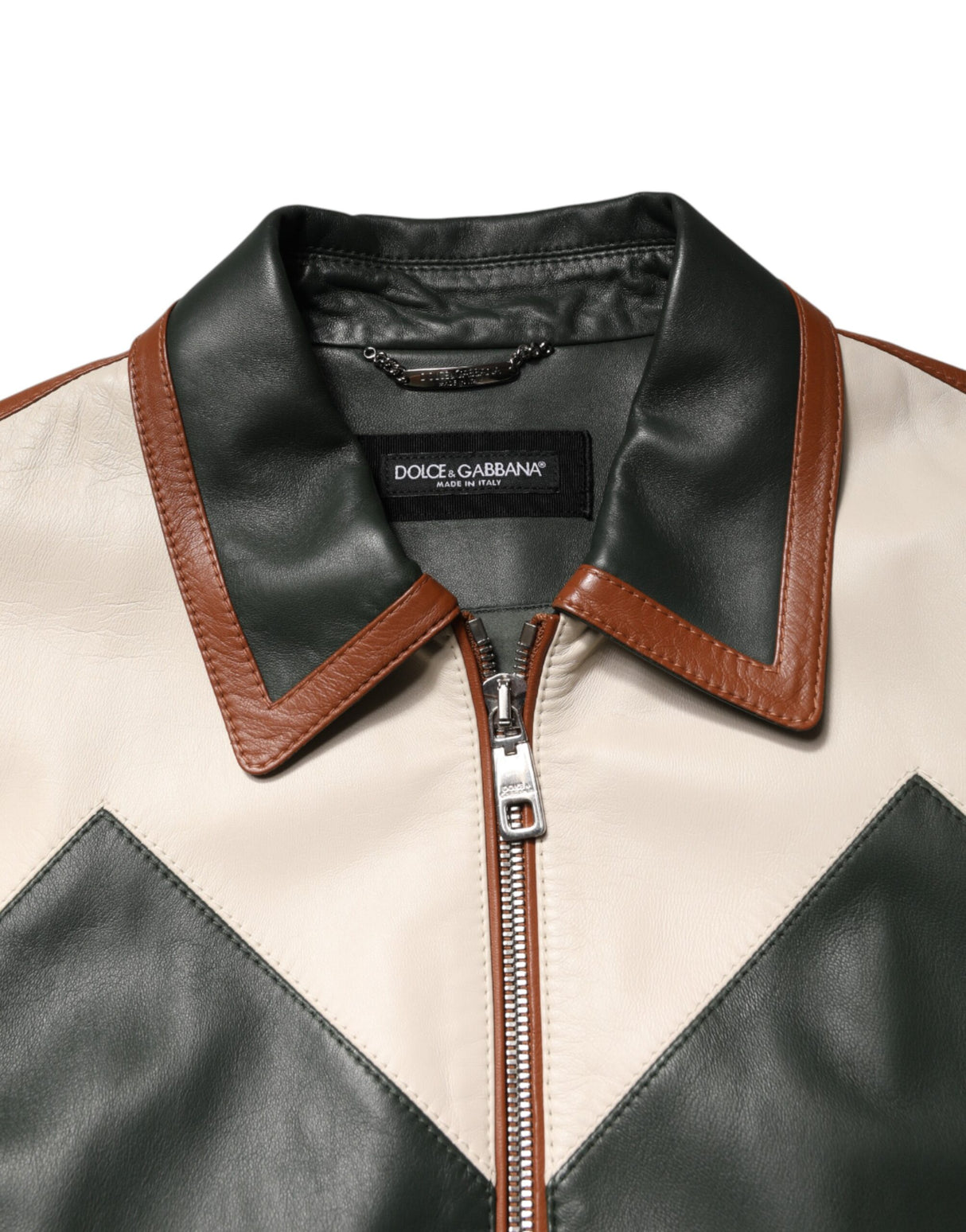 Dolce & Gabbana Multicolor Leather Full Zip men Biker Jacket
