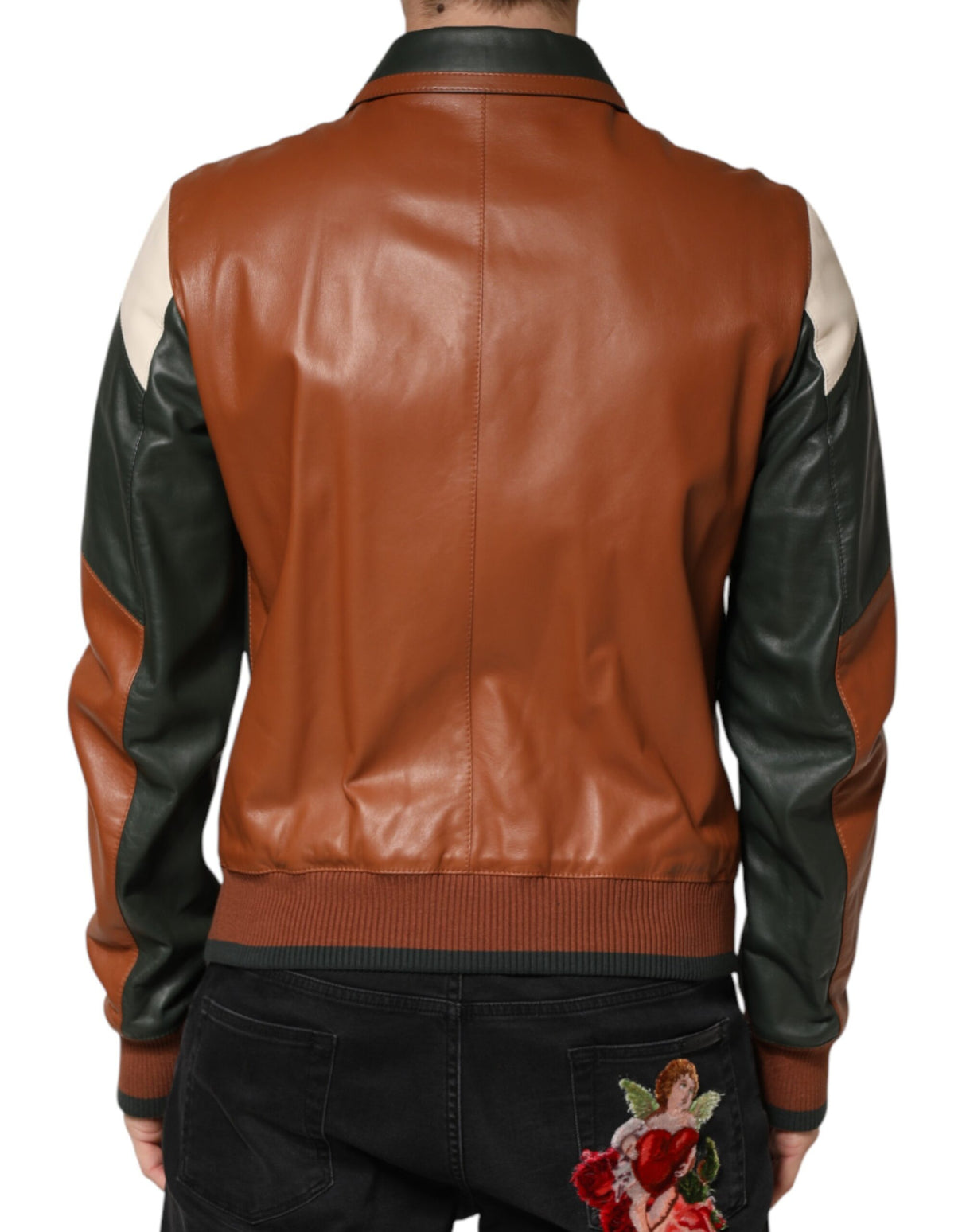 Dolce & Gabbana Multicolor Leather Full Zip men Biker Jacket