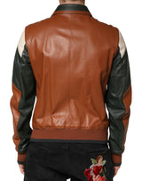 Dolce & Gabbana Multicolor Leather Full Zip men Biker Jacket