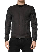 Dolce & Gabbana Black Stripes Cotton Full Zip Bomber Jacket