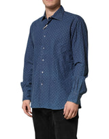 Orian 1968 Blue Button Down Long Sleeves Men Shirt
